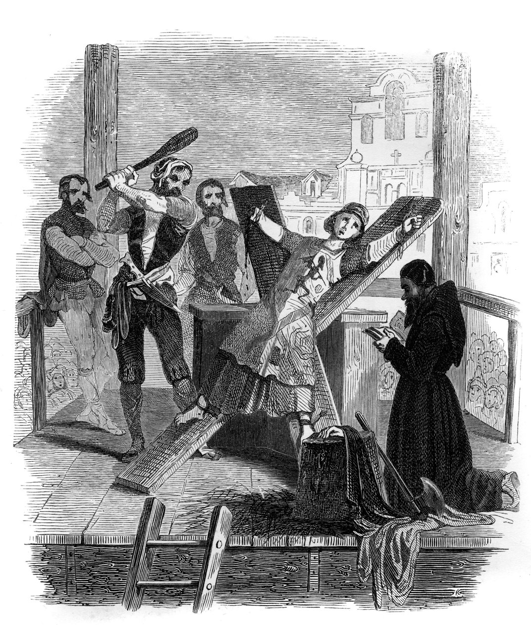 Supplice de la roue - Breaking wheel - llustration in "Mysteres de l