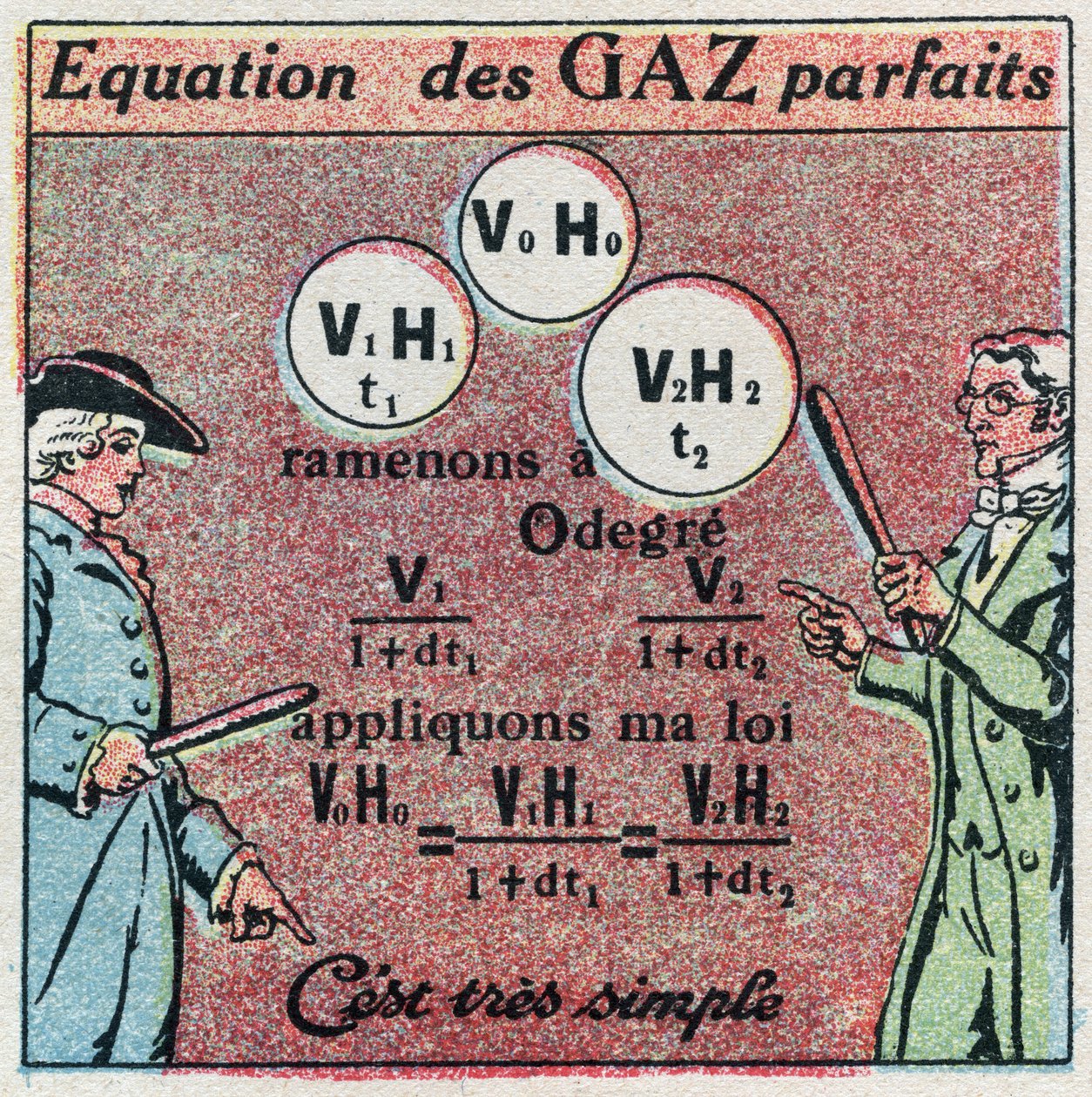 温度和膨胀：通过路易-约瑟夫-盖-吕萨克（Louis Joseph Gay Lussac）（1778-1850）的法则和埃德蒙-马里奥特（Edme Mariotte）（约1620-1684）的法则得到的完美气体方程。1925年的匿名插图。私人收藏。 作者 匿名匿名