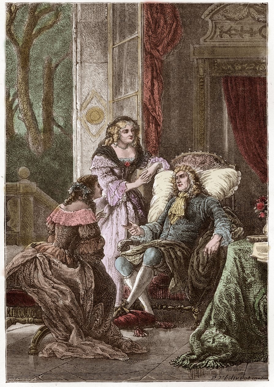 The Duke Francois de La Rochefoucauld (1613-1680), the Marquise Madame de Sevigne (1626-1696) and the Countess de La Fayette (1634-1693), French writers - Engraving by Hildebrand after P. Philippoteaux - (Duke Francois de La Rochefoucauld (1613-1680), Marc 作者 匿名匿名