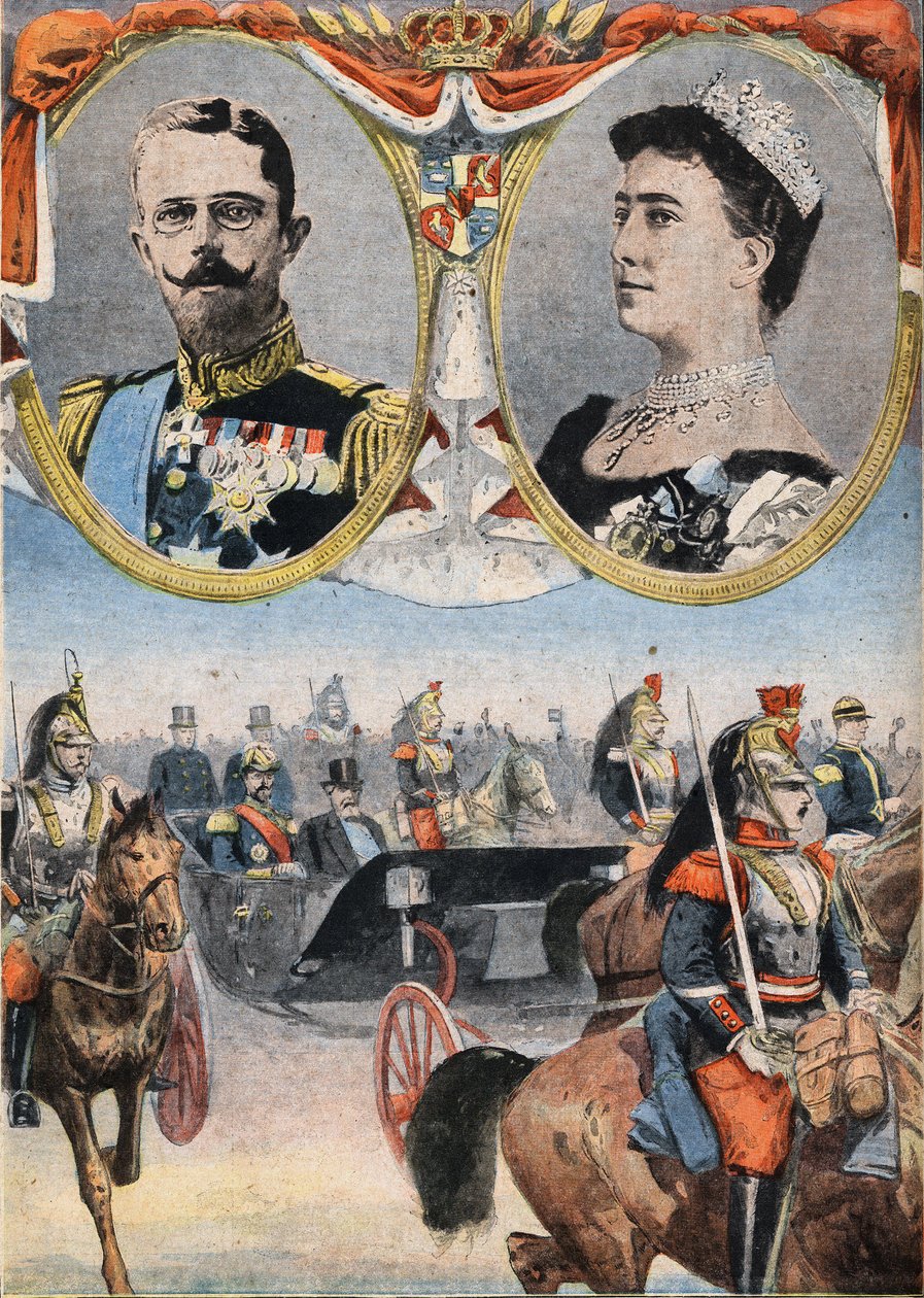 法国的霍泰斯。国王古斯塔夫五世（1858-1950）和绥德女王维多利亚（Viktoria de Bade 作者 匿名匿名