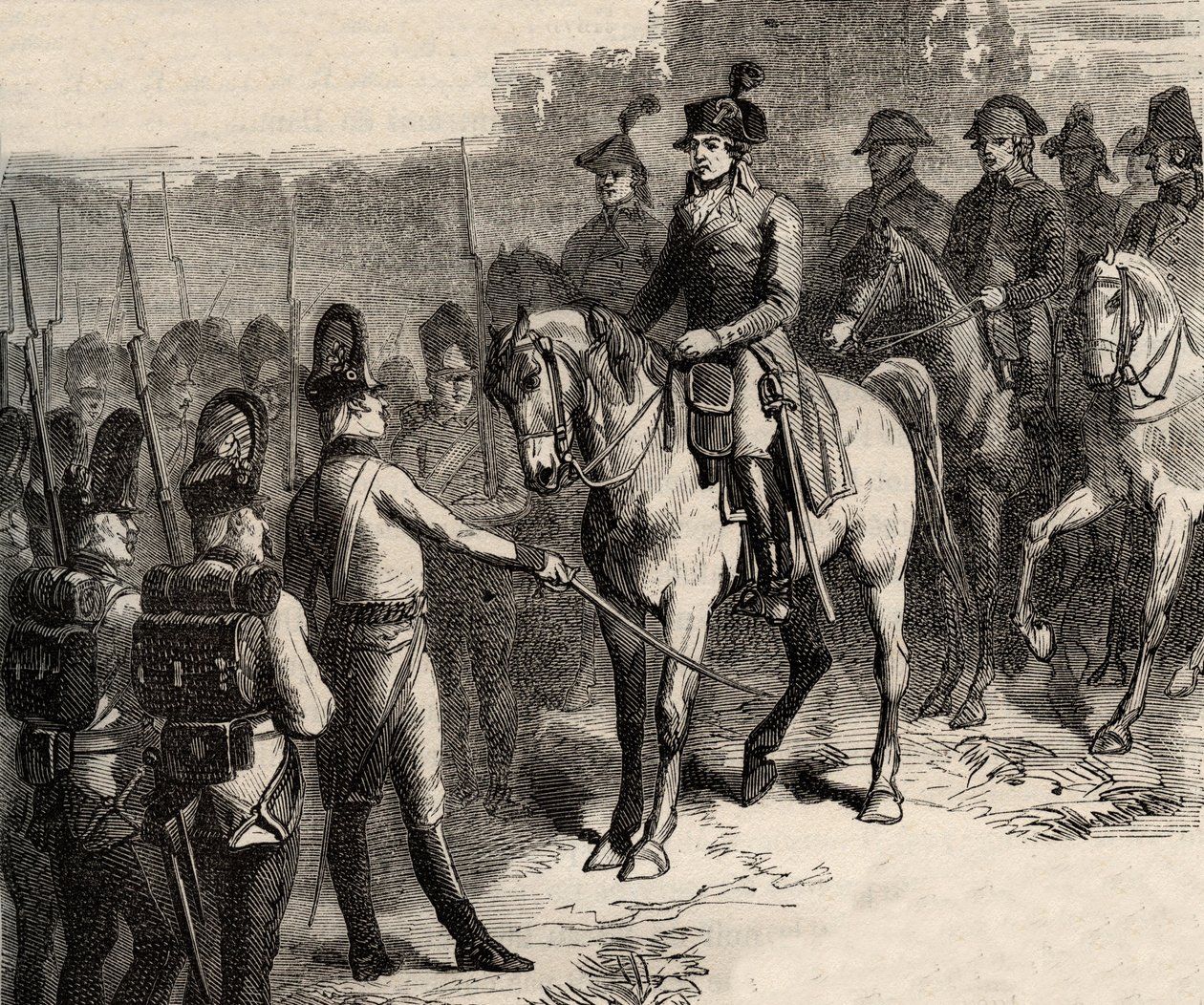 逮捕拉法耶特（Gilbert du Motier, Marquis de La Fayette）。 作者 匿名匿名