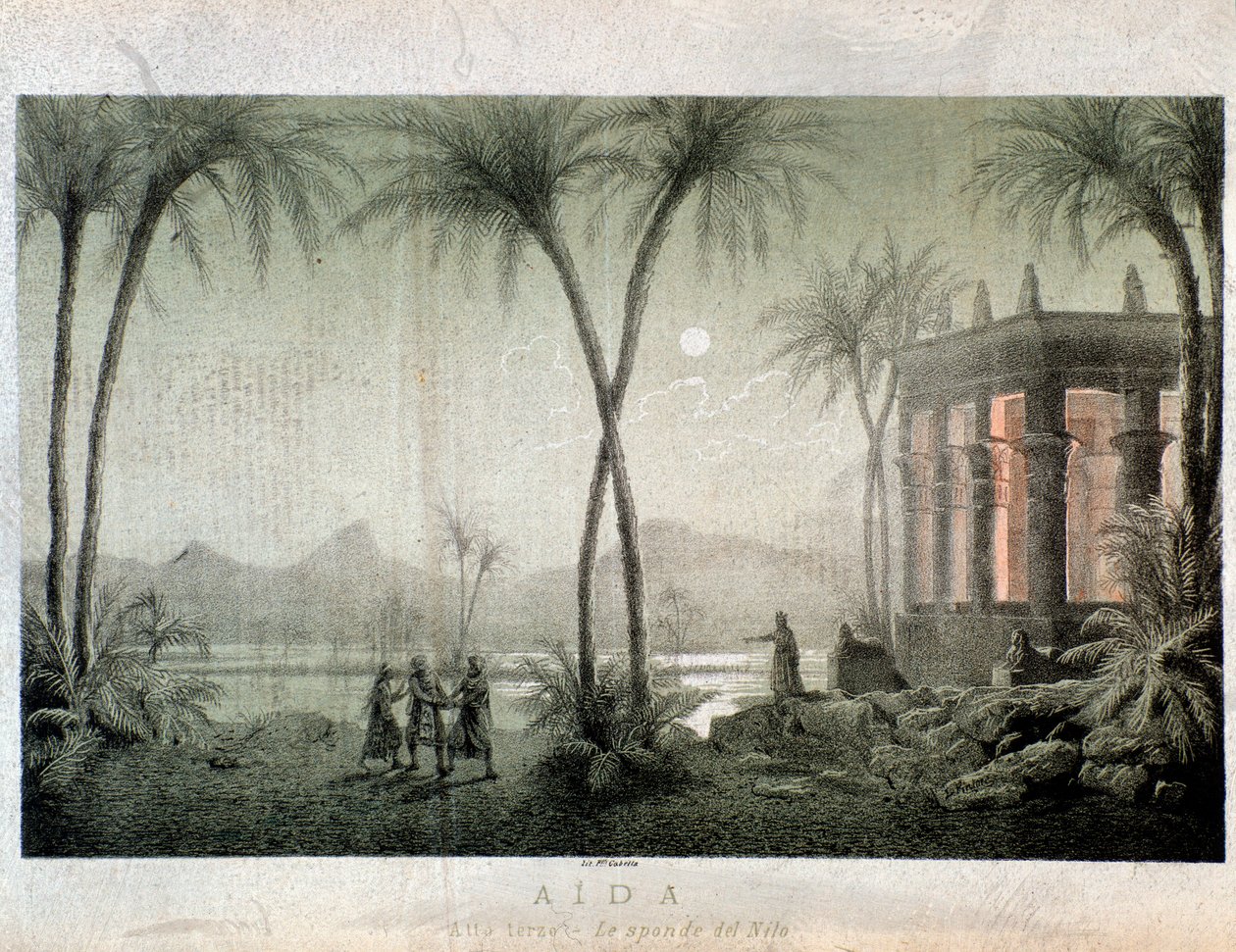 The banks of the Nile. Illustration for act III of Aida, opera by Giuseppe Verdi 作者 匿名匿名