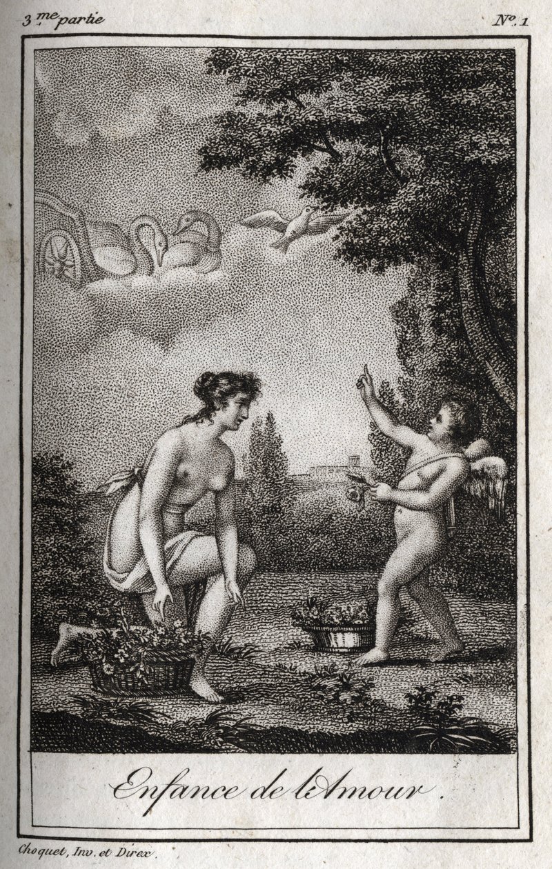 The childhood of Love. Engraving from 1819 in “Lettres a Emilie sur la mythologie” by Charles Albert Demoustier (1760-1801). Private collection. 作者 匿名匿名