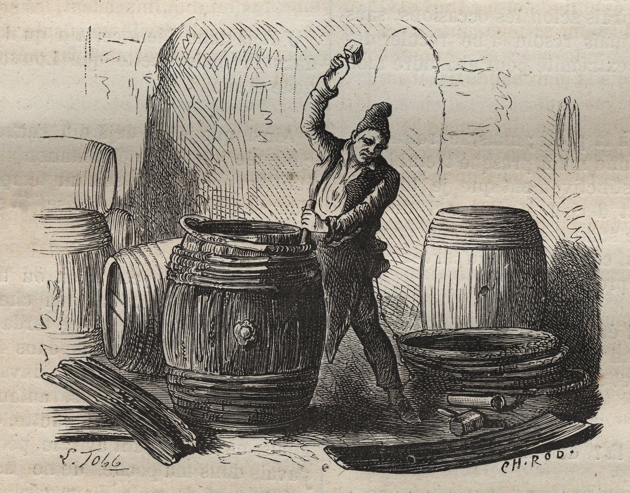 19世纪的土伦巴格纳的合作。皮埃尔-扎科内（Pierre Zaccone）（1817-1895）在 "Histoire des bagnes depuis leur création à nos jours"（1877）中的雕刻（Colonia Penale-刑罚殖民地）。私人收藏。 作者 匿名匿名
