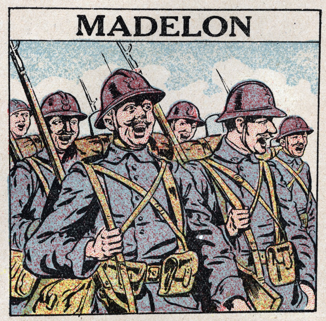 音乐的效果：法国歌曲 "La Madelon "给军队带来勇气。1925年的匿名插图。私人收藏。 作者 匿名匿名