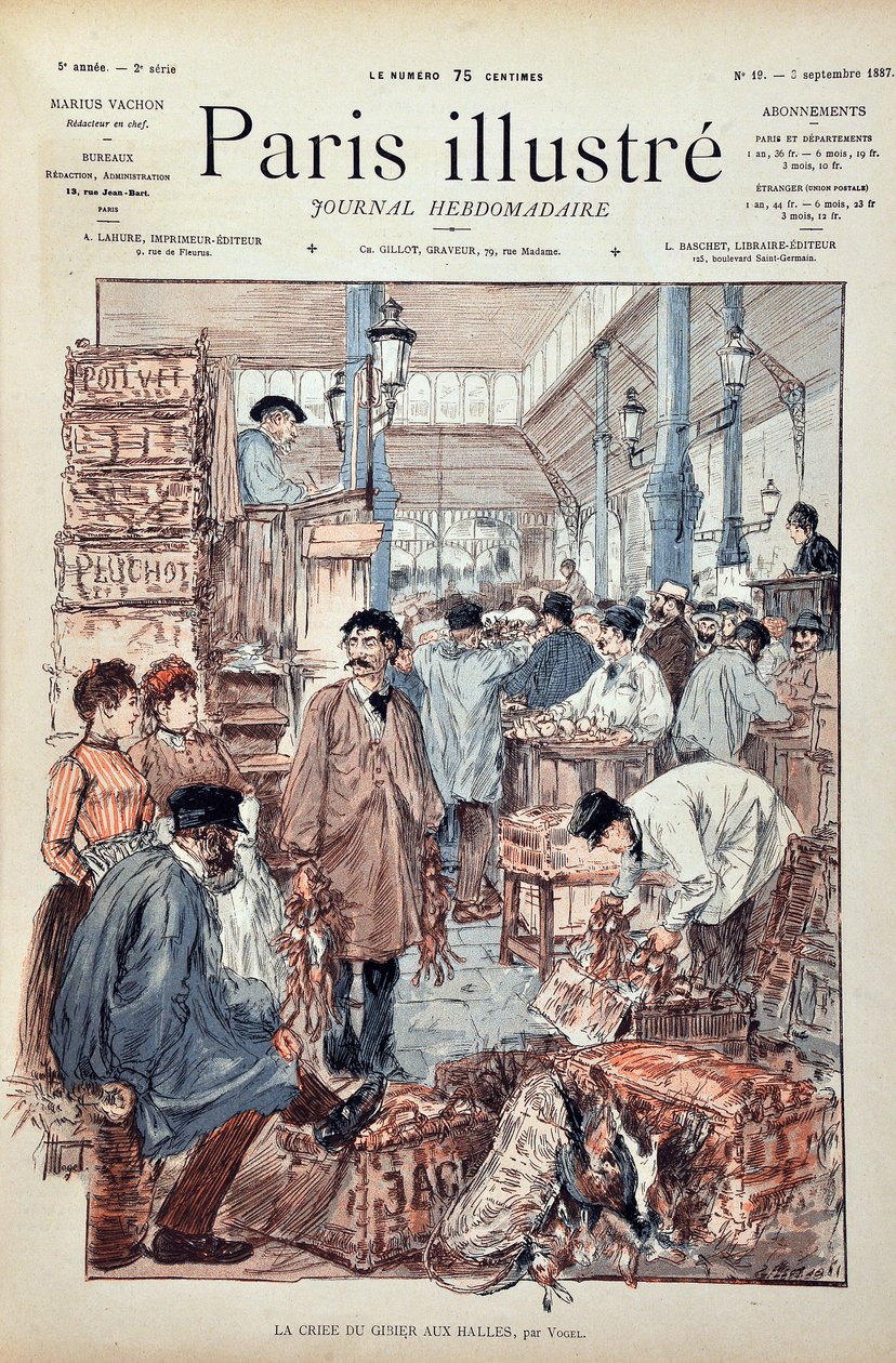 1887年在巴黎大厅举行的比赛中的Criee。插图：赫尔曼-沃格尔（1856-1918）。1887年在 "巴黎画报周刊 "上的版画。 作者 匿名匿名