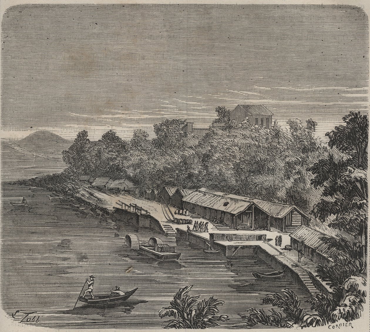 19 世纪卡宴（法属圭亚那）的忏悔者 Saint-Laurent。 皮埃尔·扎科内（1817-1895 年）在“罪犯从被创造到现在的历史”（1877 年）中雕刻（科洛尼亚佩纳勒 - 流放地） 作者 匿名匿名