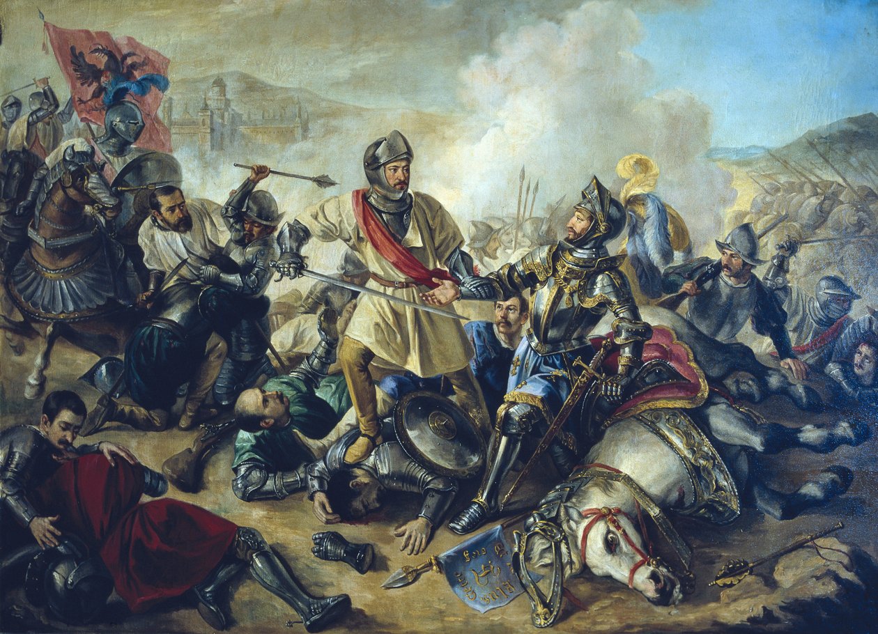 2月24日，士兵胡安-德-乌尔比埃塔（Juan de Urbieta，卒于1553年）在帕维亚战役中俘虏了法国国王弗朗西斯一世。 作者 匿名匿名
