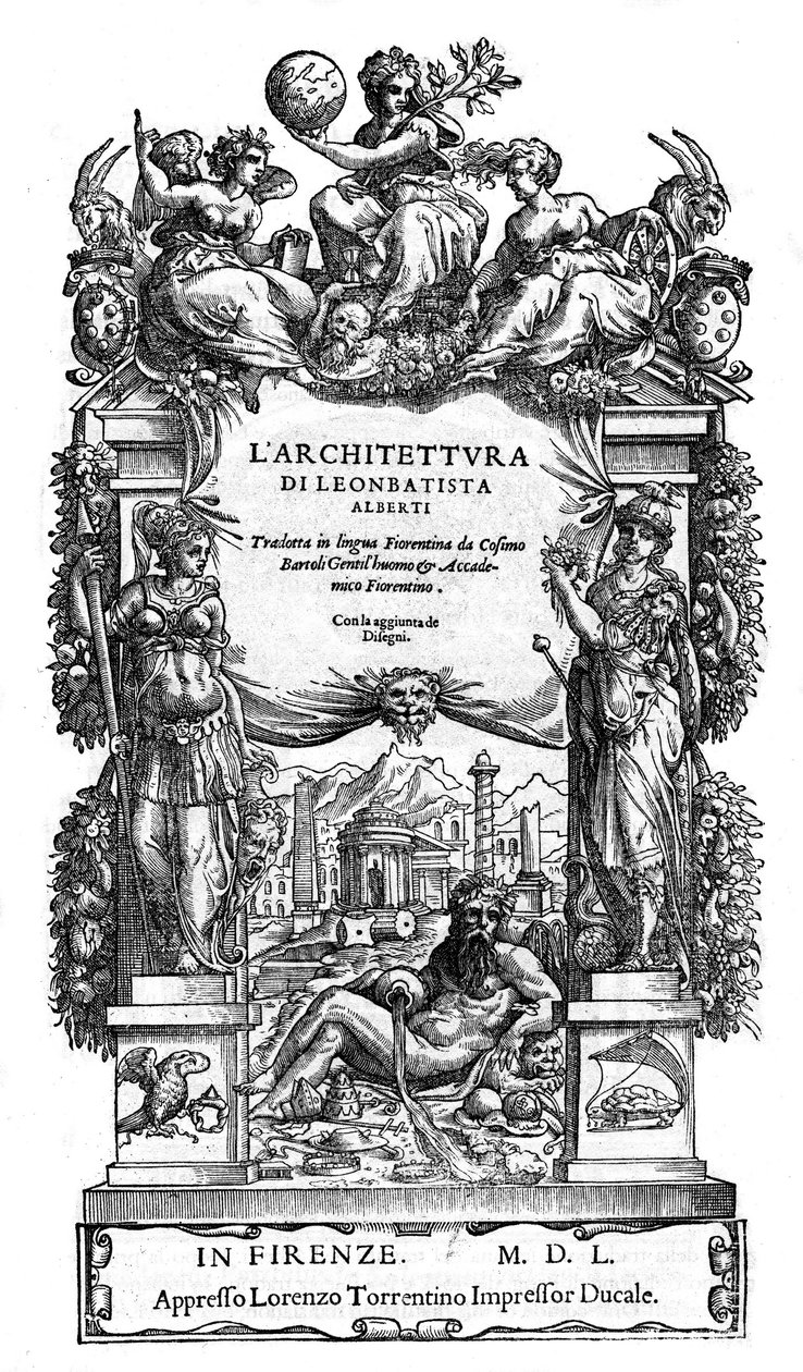 标题页“” 莱昂巴蒂斯塔 (Leonbattista) Alberti 的建筑：由 Cosimo Bartoli 翻译成佛罗伦萨语“” de 1550. (De Architectura) (architecture) 作者 匿名匿名