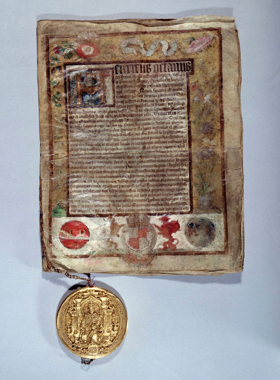Treaty of Amiens in August 1527, an alliance between King Henry VIII and French King Francois I against Emperor Charles V V. Paris, National Archives 作者 匿名匿名