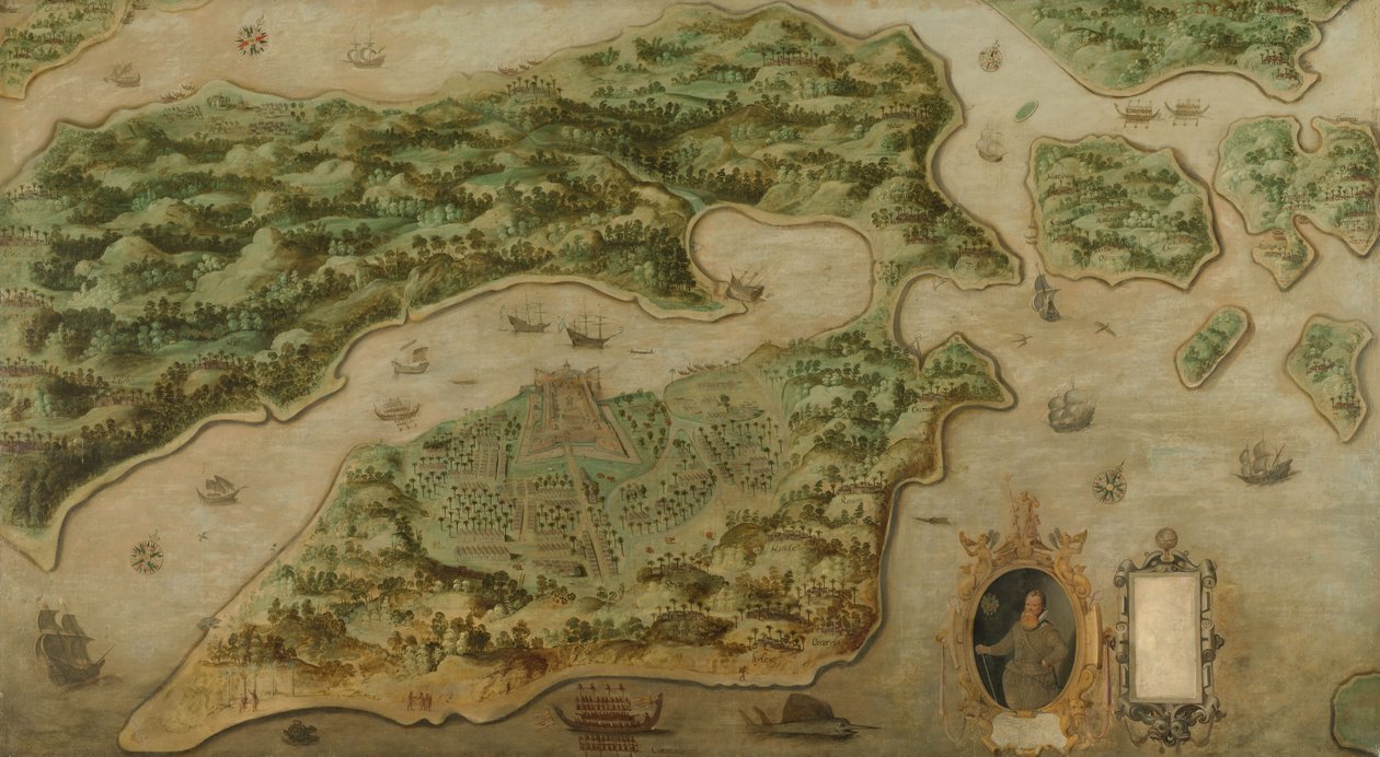 安汶风景，约 1617 年（布面油画） 作者 匿名匿名