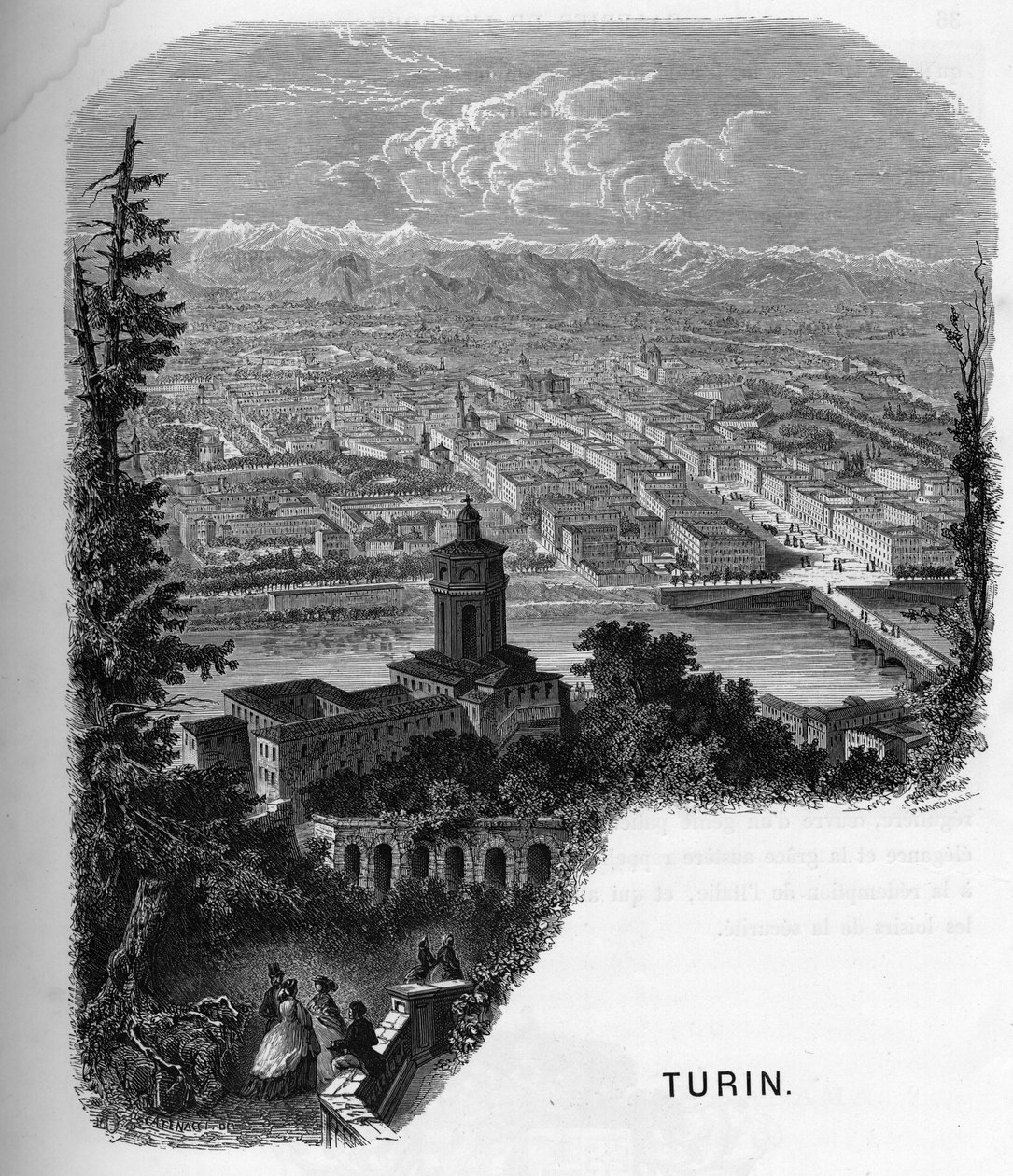 View of the city of Turin (Torino), Italy. engraving of 1859 in “” the galleries of Europe - Italy”” by armengaud. Private collection. 作者 匿名匿名