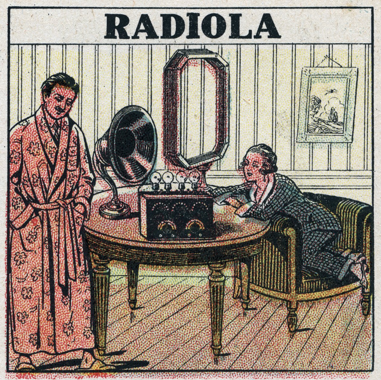 无线电话。Radiola无线电装置。1925年的匿名插图。私人收藏。 作者 匿名匿名
