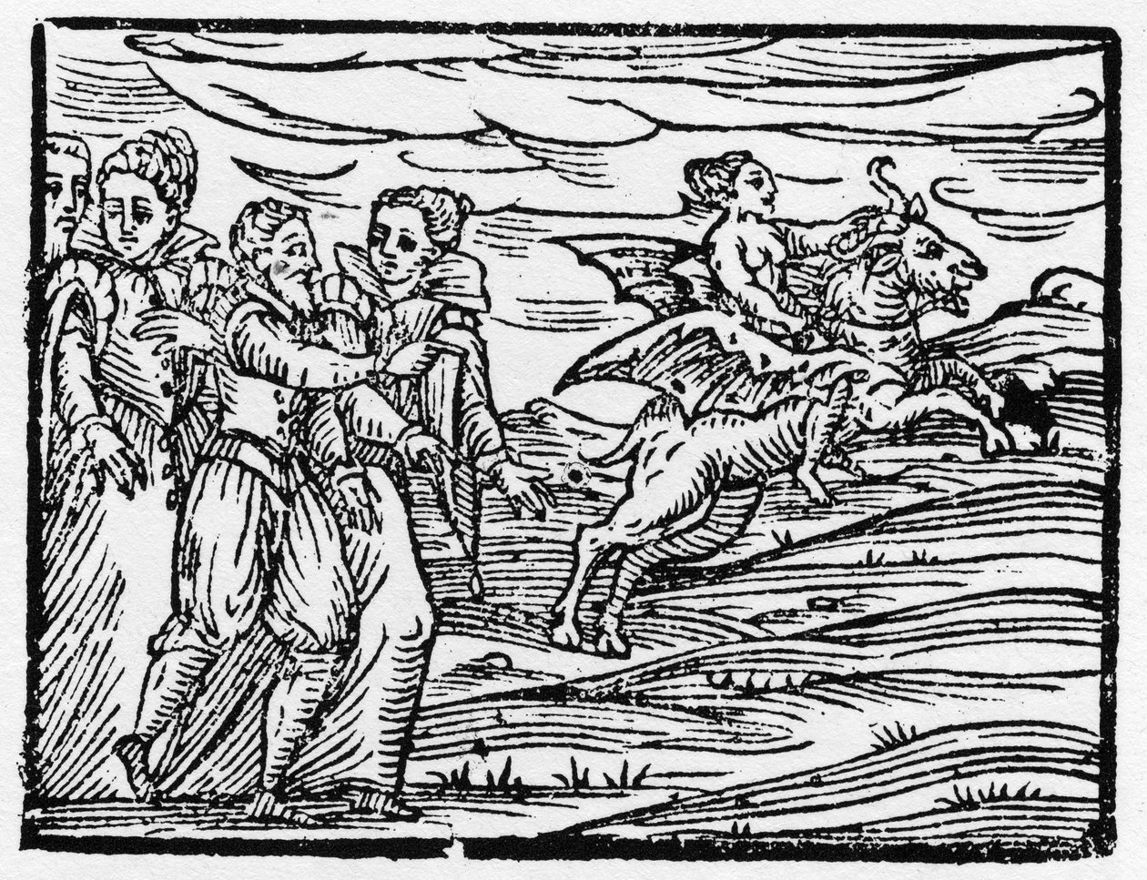 骑着山羊的女巫--"Compendium Maleficarum"，关于女巫、她们的邪恶和她们的财团，由Francesco Maria Guazzo或Guaccio或Guaccius (15?-16?) 1608年私人收藏 作者 匿名匿名