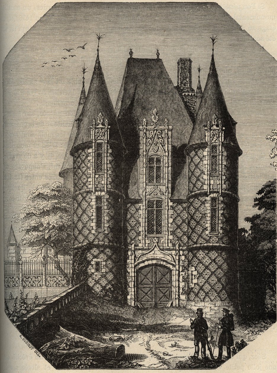 chateau de Carrouges - Le dungeon - Orne Normanise - engraving in "PATRIE" - DESCRIPTION PACUREQUIREQUE DE LA FRANCE EN 6 VOLUES BY LUCIEN HUARD - end 19 century 作者 匿名匿名
