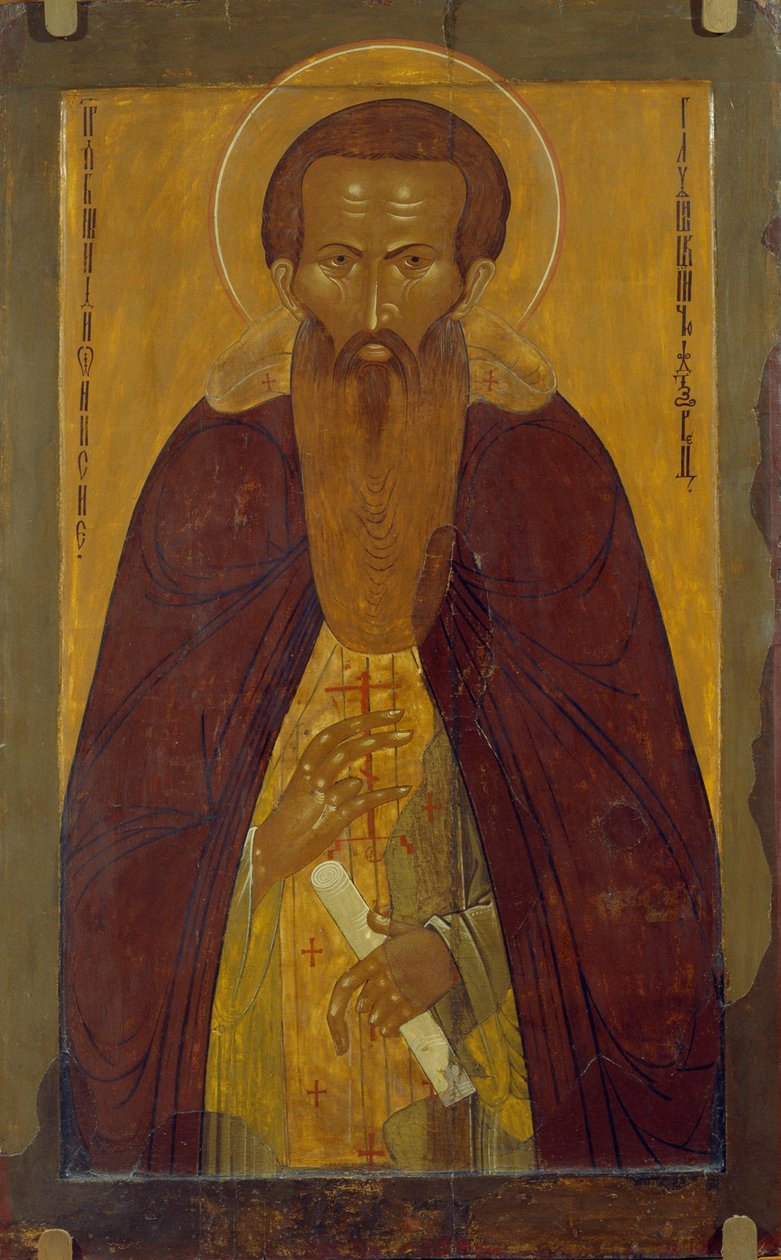Saint Dionysius Glushitsky，17世纪1363-1437年 作者 匿名的俄罗斯图标画家
