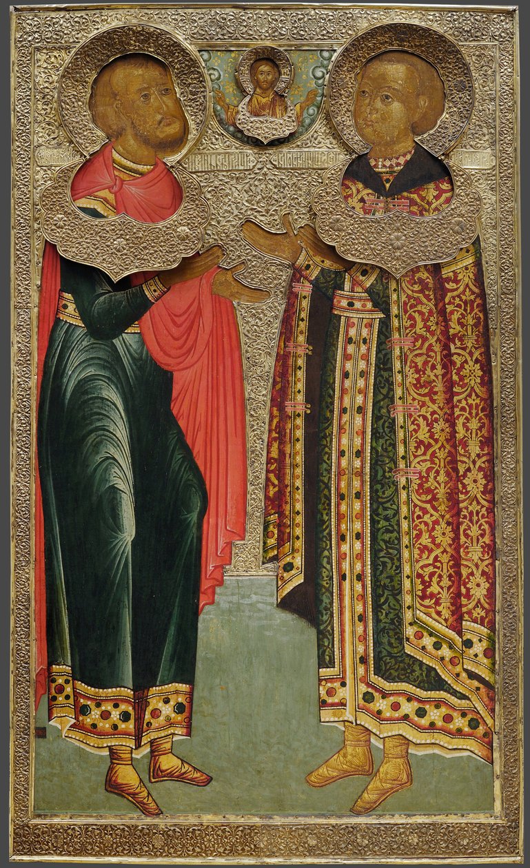 圣约翰Sochavsky和Tsarevich Ivan Mikhailovich，1639年至1640年 作者 匿名俄罗斯圣像画家