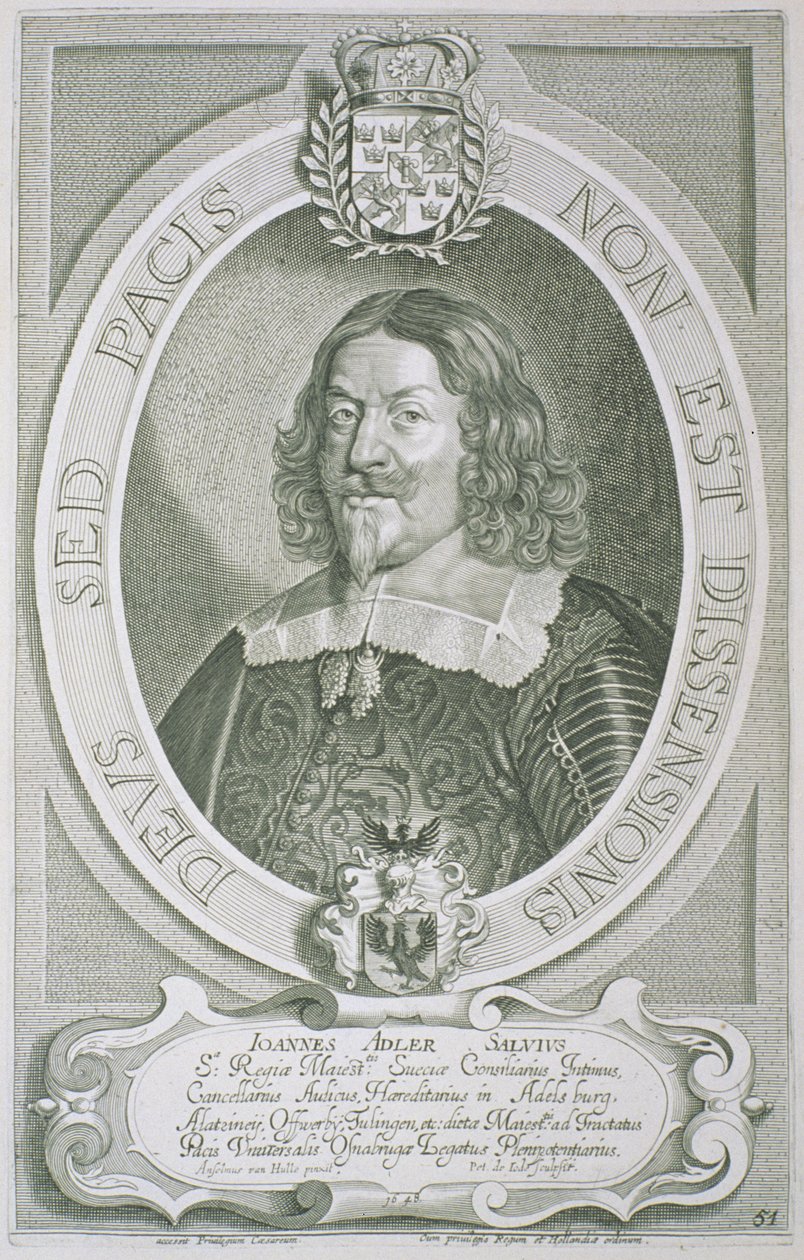 Johann Adler Salvius（1590-1652）来自&39;杰出人物肖像&39;，由Petrus de Iode雕刻，1706年出版 作者 安塞尔姆斯·范·赫勒