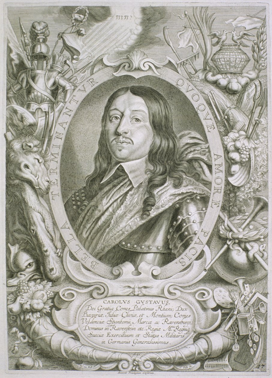 Karl X Gustav（1622-60）瑞典国王，来自杰出人物肖像，出版于1706年 作者 安塞尔姆斯·范·赫勒