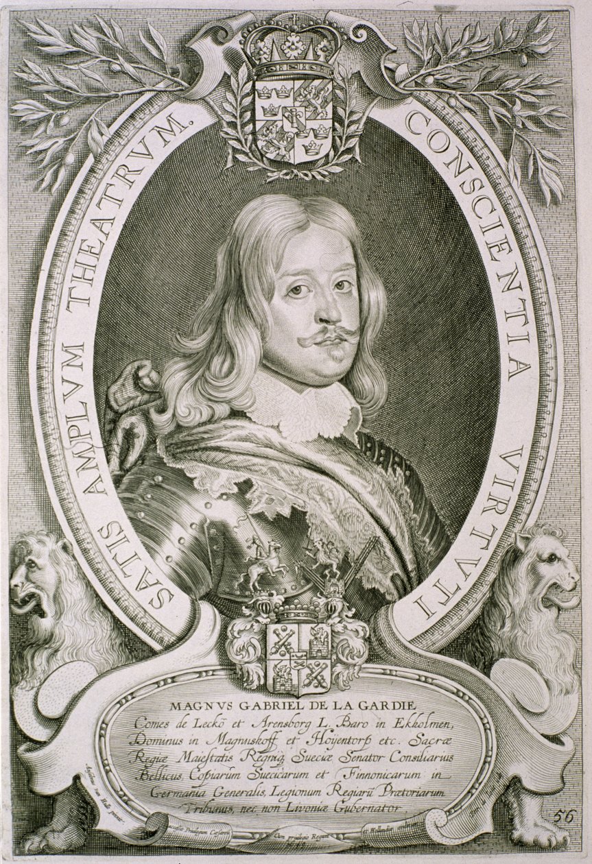 Magnus Gabriel（1622-86）Gardie的计数，来自&39;杰出人物肖像&39;，由Petrus de Iode雕刻，1706年出版 作者 安塞尔姆斯·范·赫勒