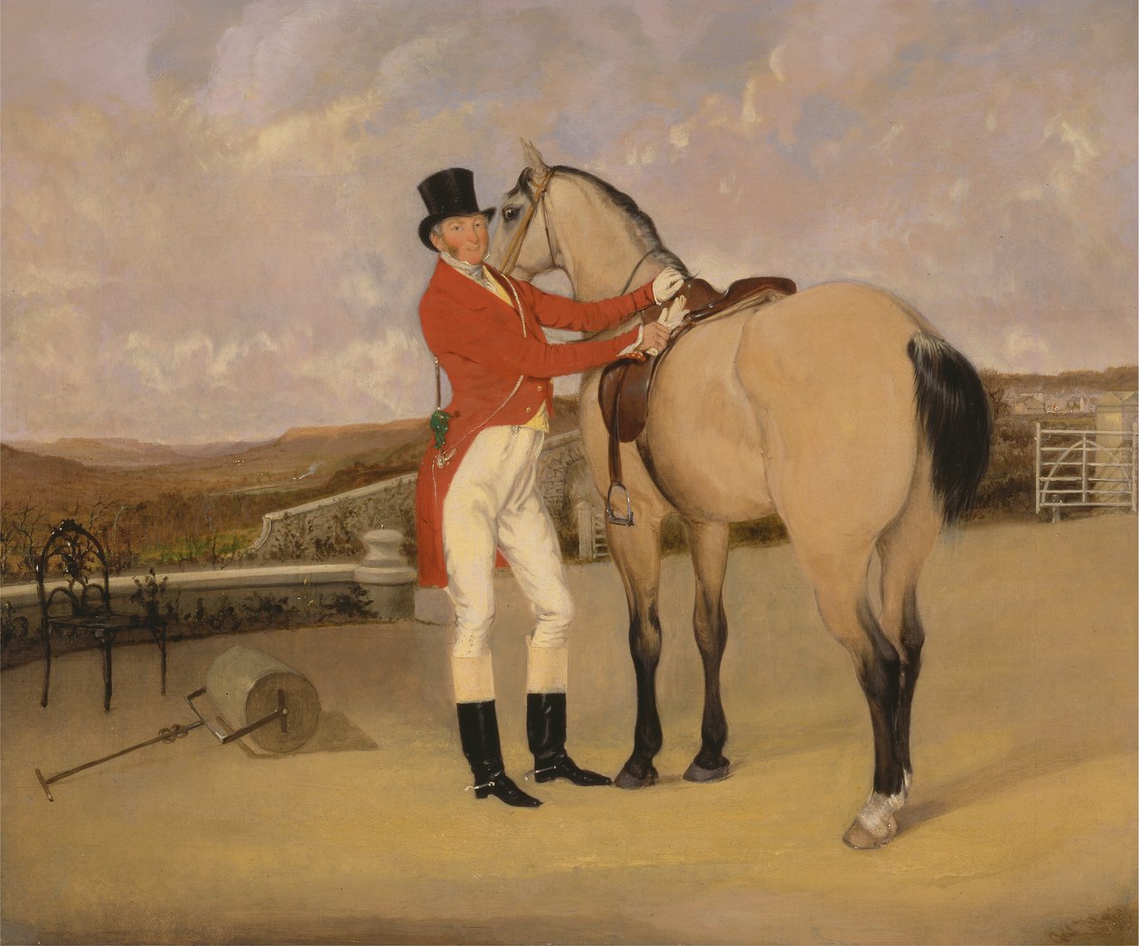 詹姆斯·泰勒·雷 (James Taylor Wray) 和他的邓亨特 (Dun Hunter) 参加比代尔狩猎 (Bedale Hunt) 作者 安森·安布罗斯·马丁