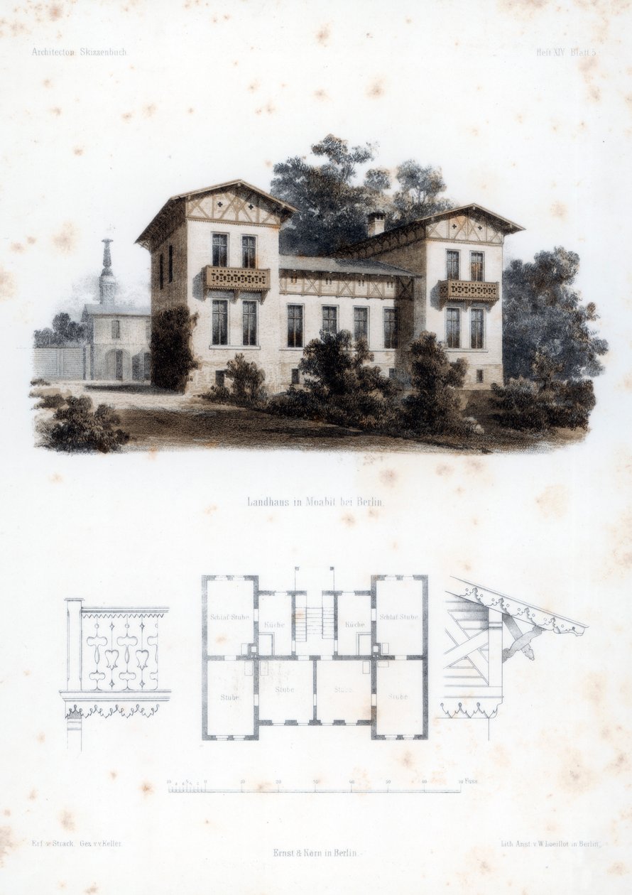 c1850年，在德国柏林附近的莫阿比特（Moabit）设计乡间别墅。 作者 罗伊洛特