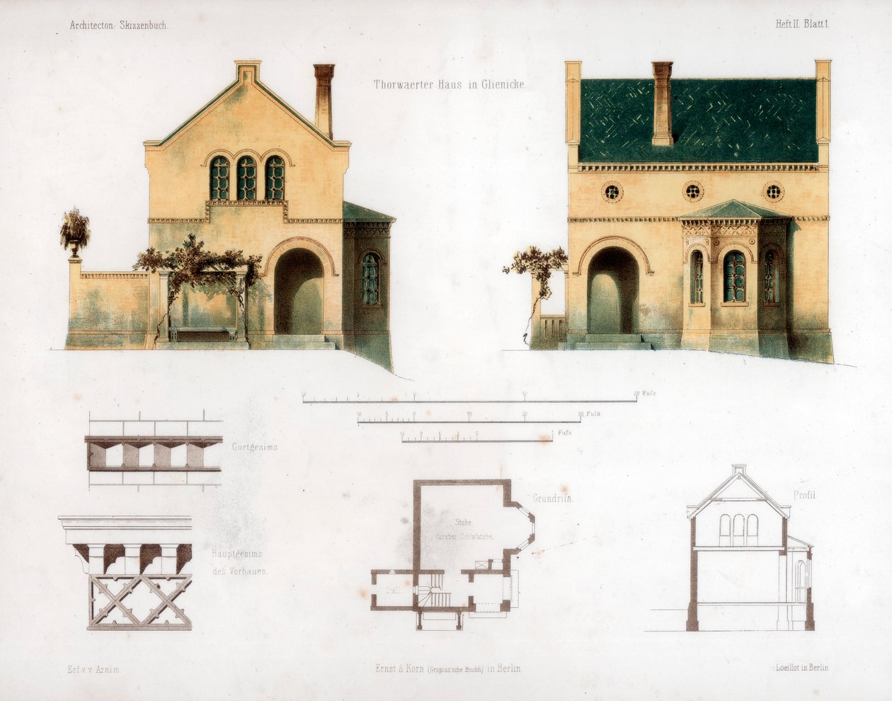 c1850年在德国格里尼克（Glienicke）设计房屋。 作者 罗伊洛特