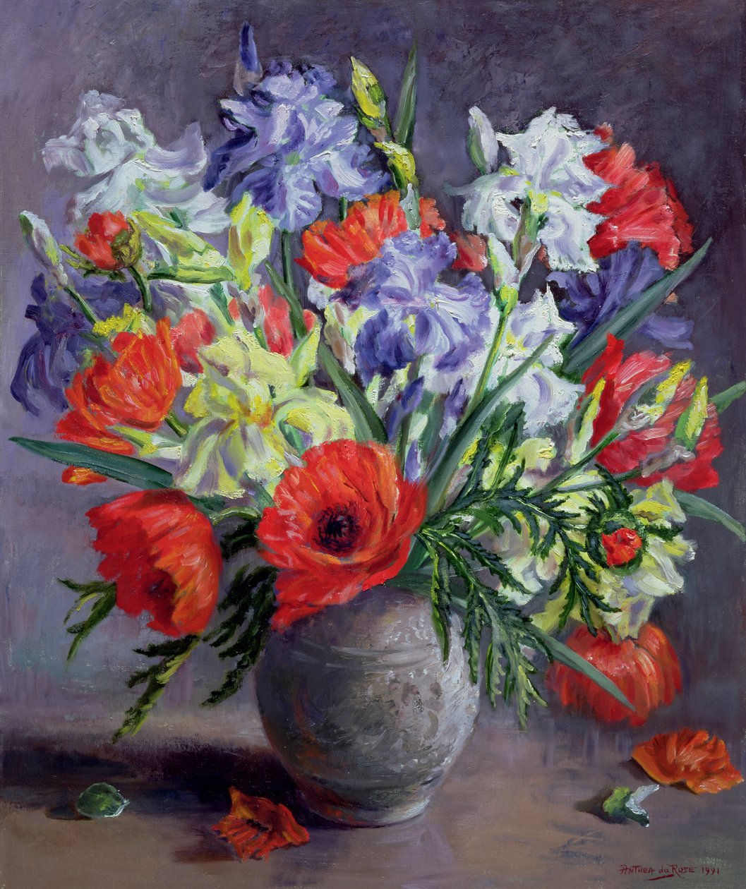 罂粟和鸢尾花，1991 作者 安西娅·杜罗斯（Anthea Durose）