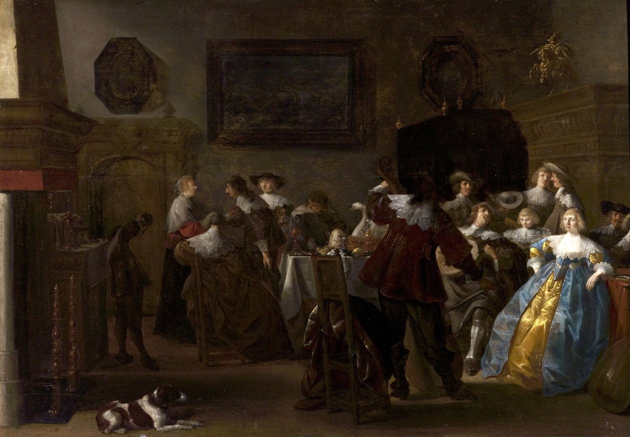 Merry Company（内部与骑士和女士），1630年代 作者 安东尼奥·帕拉梅德斯（Anthonie Palamedesz）