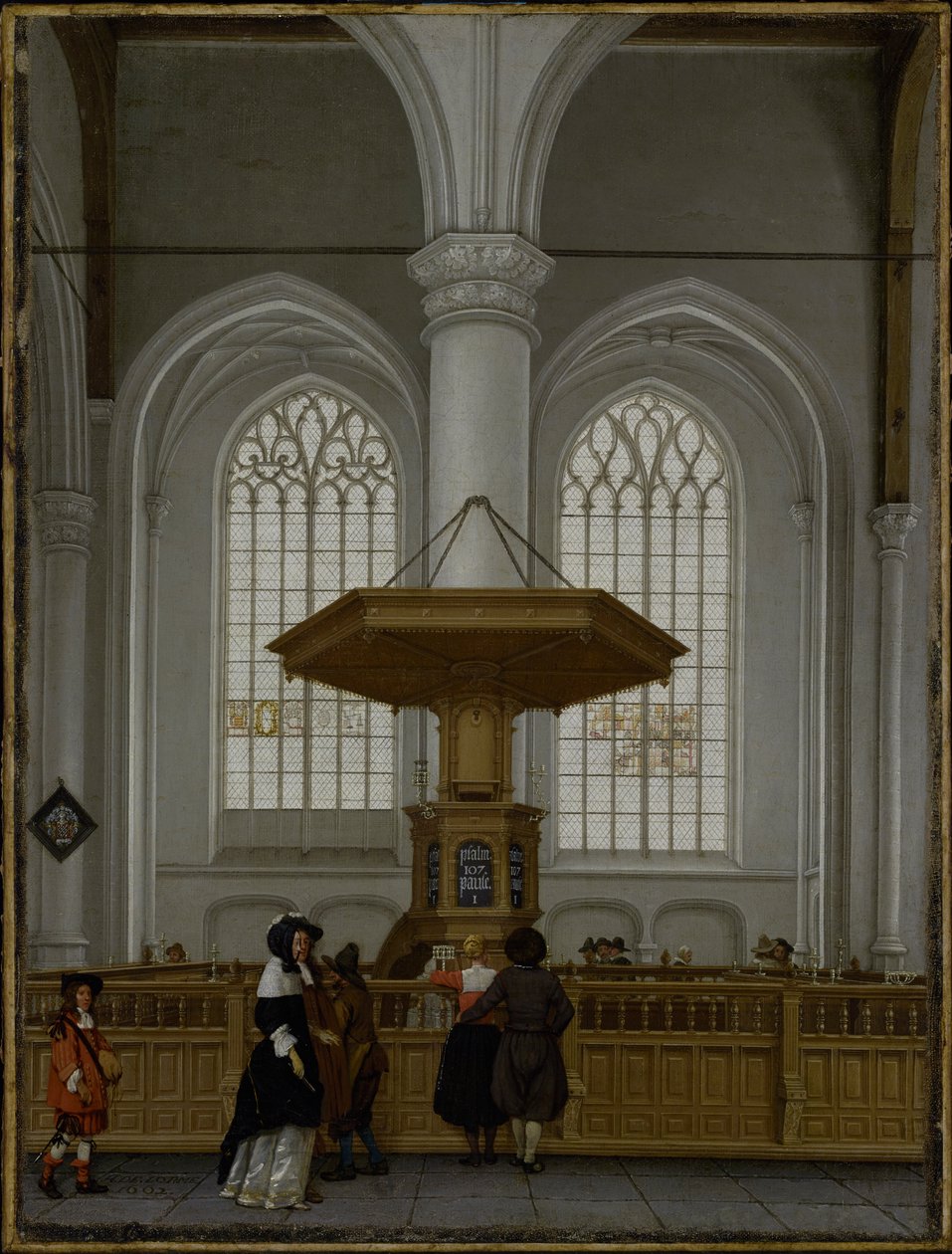 Laurenskerk的内部在鹿特丹，1662年 作者 安东尼奥·德洛姆