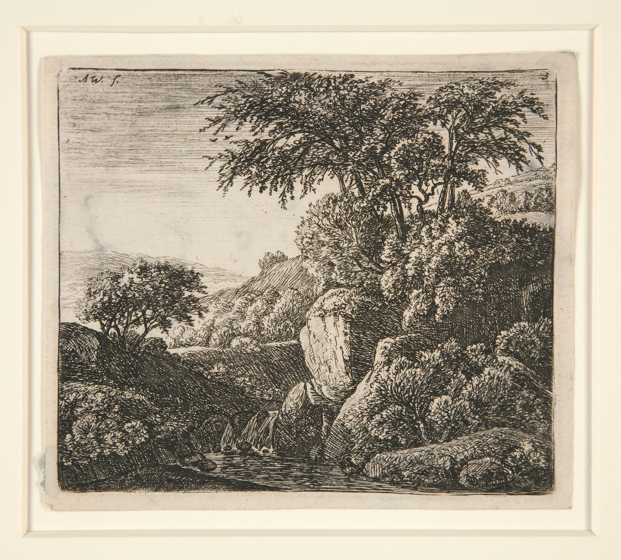 小瀑布》，选自一套 4 幅蚀刻版画，B. 3-6 作者 安东尼滑铁卢