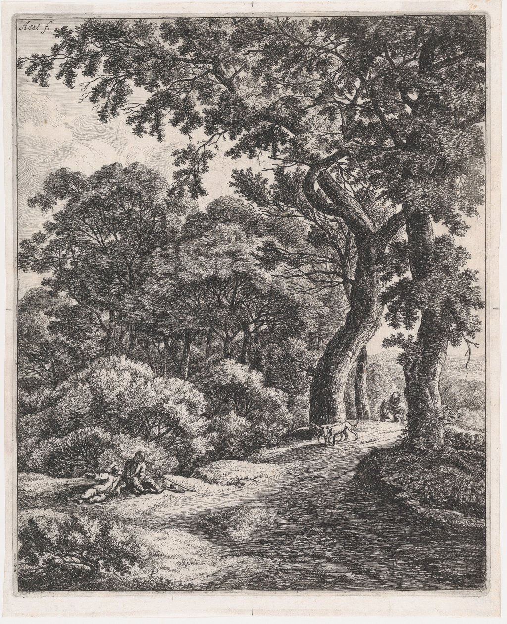 Two Travelers Resting in the Woods, 17th century., 17世纪。 作者 安东尼滑铁卢