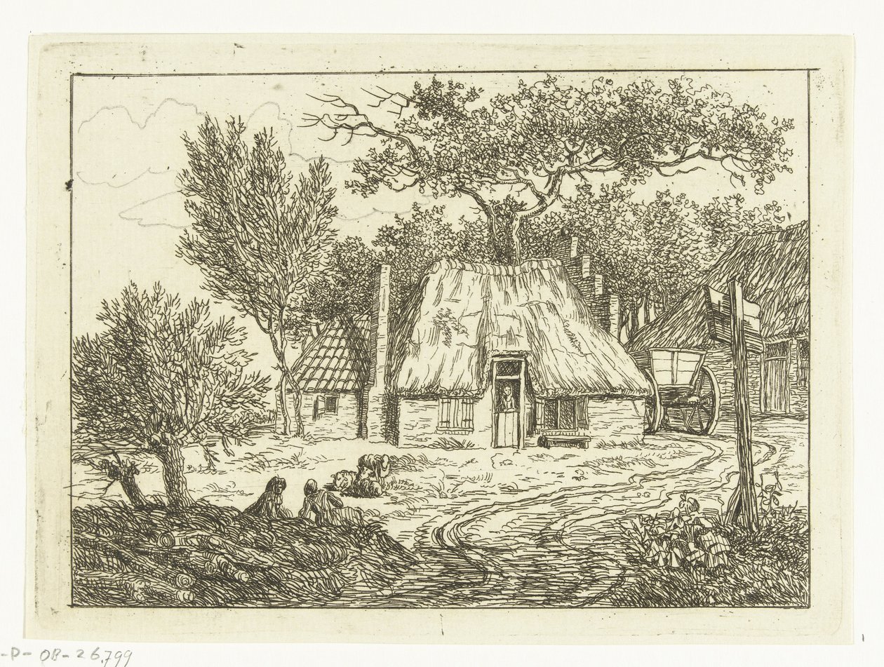 Kar staande naast boerderij met trapgevel Boerderij op de Amstelveense Weg 作者 安东尼·范登博斯