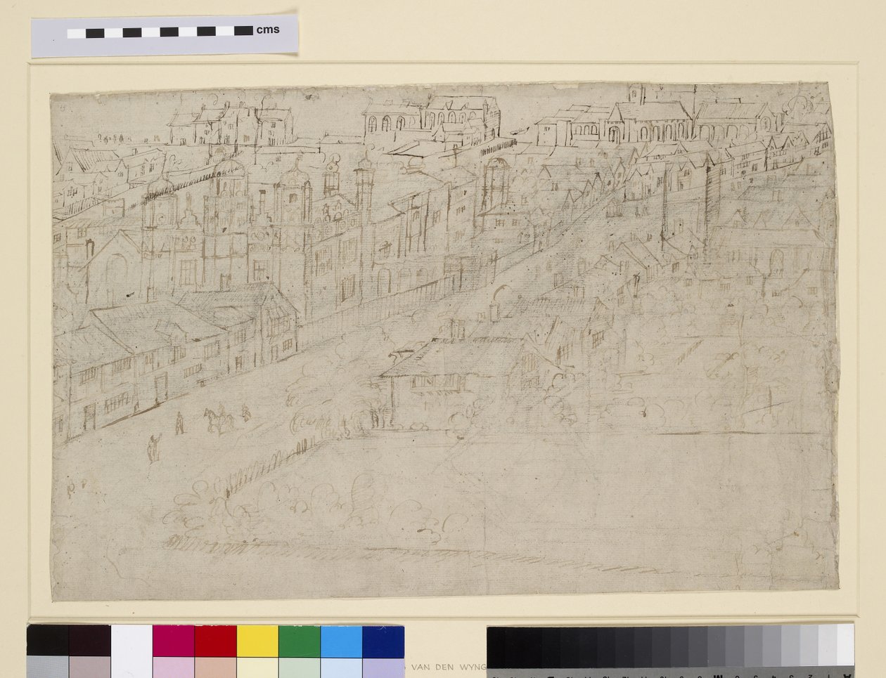 Borough High Street与St. Mary Overy，来自&39;The London of London&39;，c.1544（钢笔墨水和铅笔在纸上） 作者 安东尼·范·登·温加德