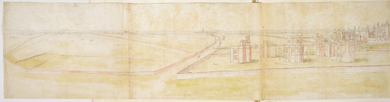 来自北方的汉普顿宫，1544年（笔，墨水和纸上的卫生间） 作者 安东尼·范·登·温加德