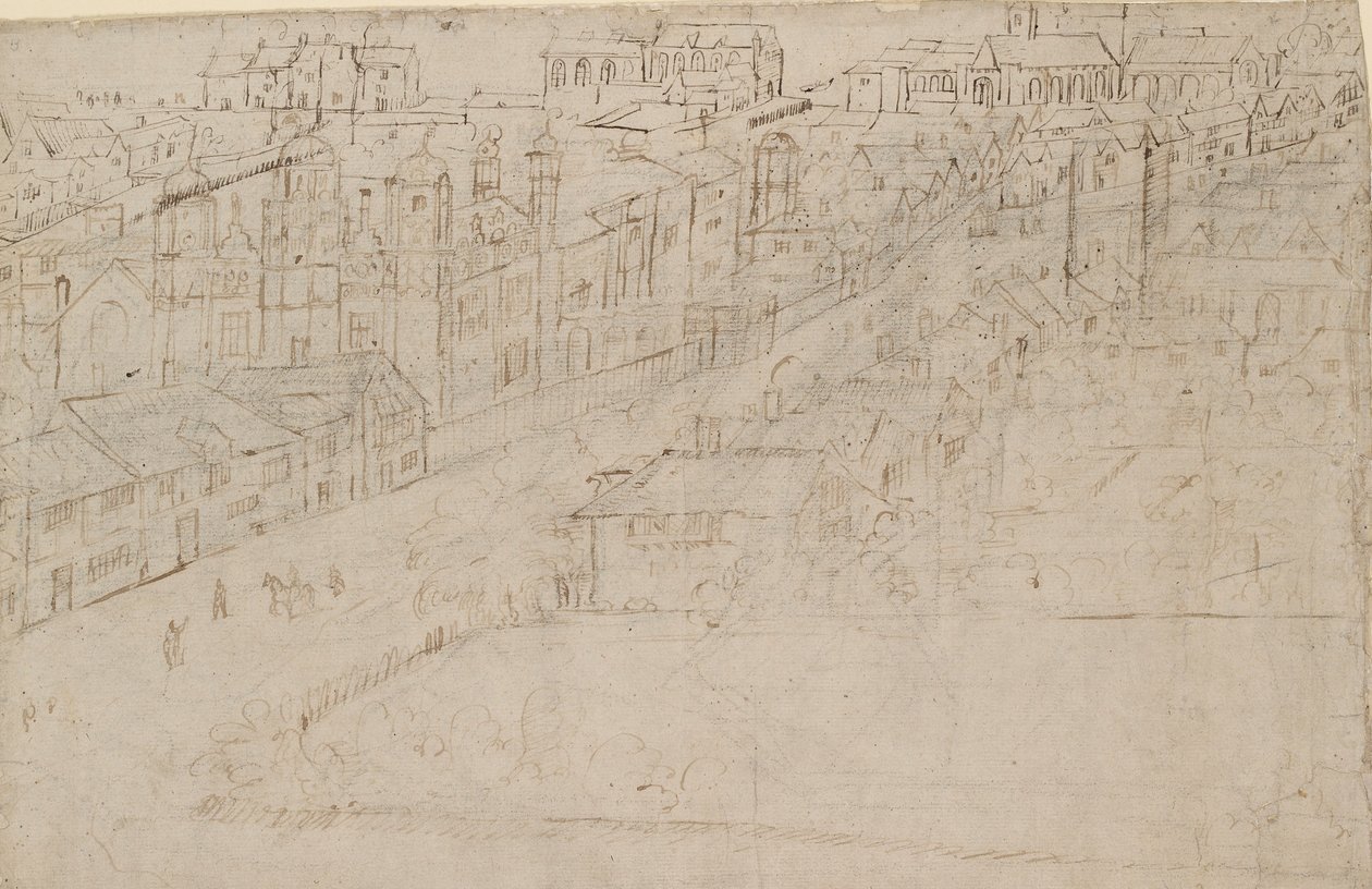 从南华克看到的伦敦全景：博罗高街与圣玛丽-奥弗里，1554年 作者 安东尼·范·登·温加德