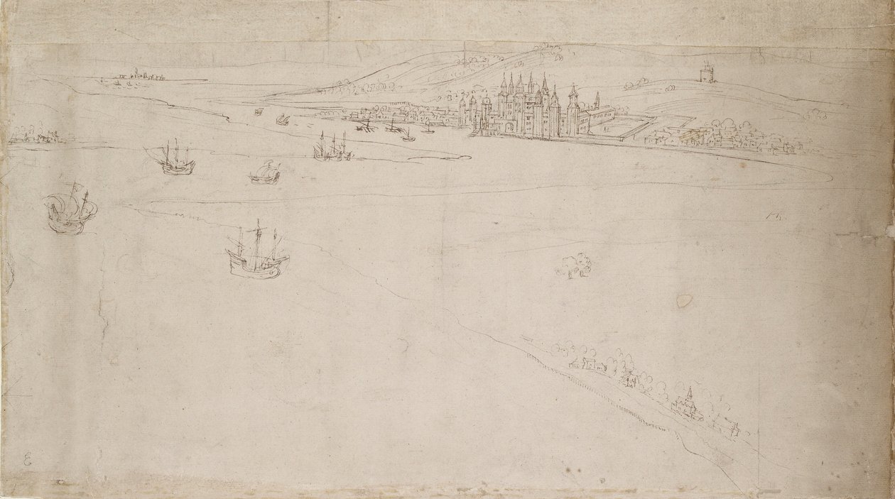 从南华克看到的伦敦全景。格林威治，1554年 作者 安东尼·范·登·温加德