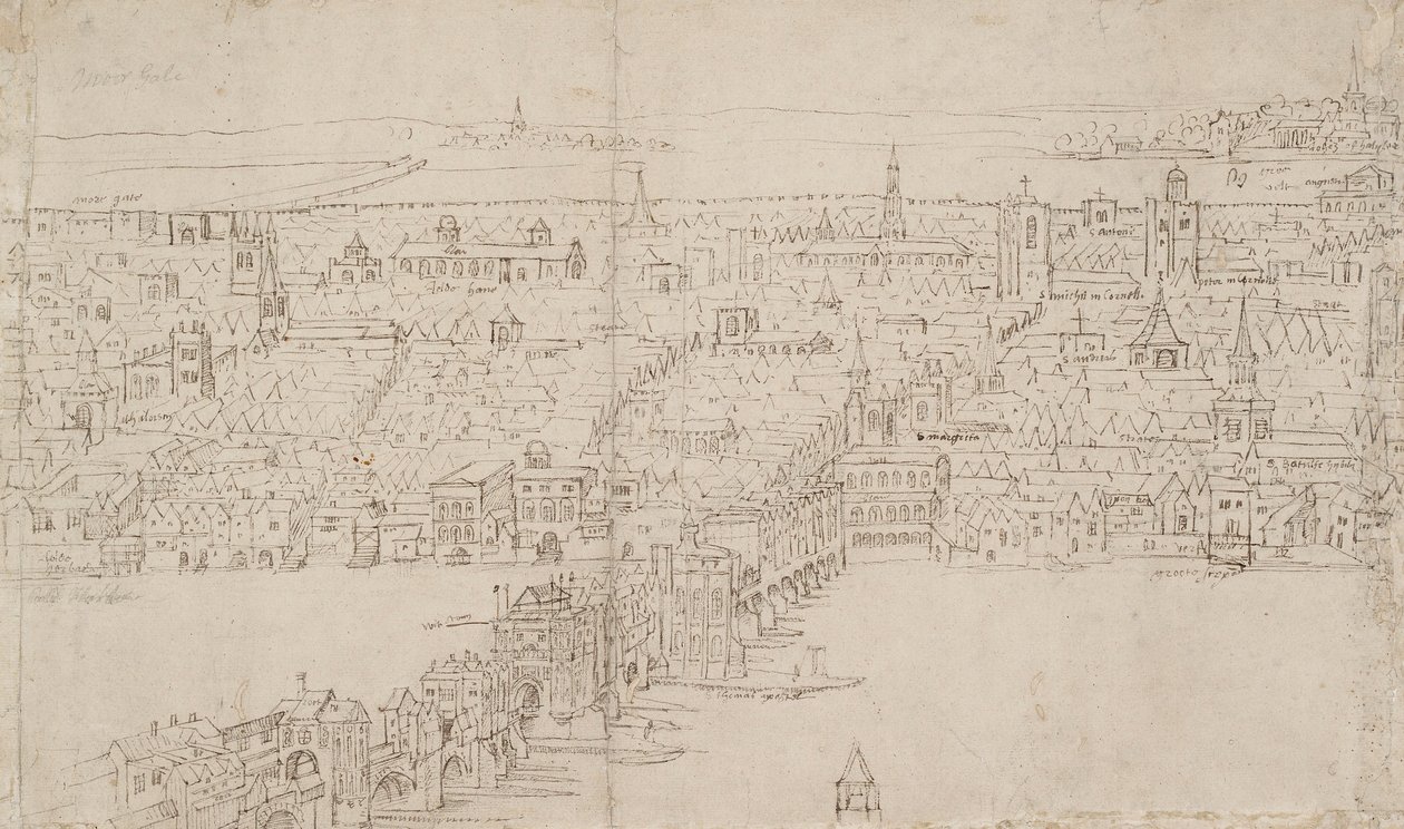 从南华克看到的伦敦全景：伦敦桥，1554年 作者 安东尼·范·登·温加德
