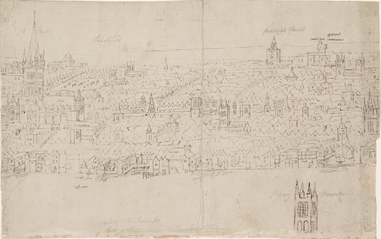 从南华克看到的伦敦全景：圣保罗大教堂，1554年 作者 安东尼·范·登·温加德