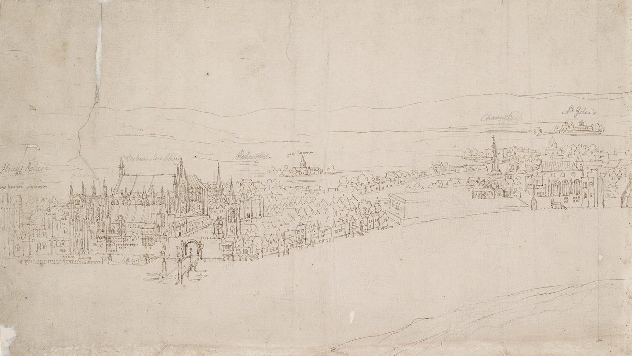 从南华克看到的伦敦全景：威斯敏斯特，1554年 作者 安东尼·范·登·温加德