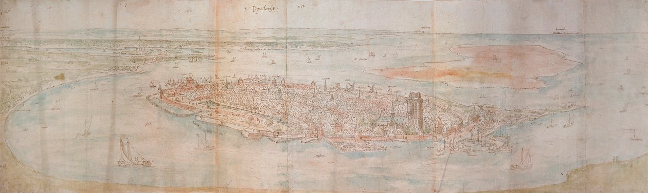 从西边的高处看多德雷赫特的全景，1545年 作者 安东尼·范·登·温加德