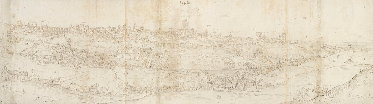 从东方看塞戈维亚的全景，约1560-1570年 作者 安东尼·范·登·温加德