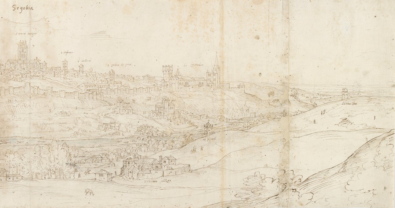 从东方看塞戈维亚的全景，约1560-1570年 作者 安东尼·范·登·温加德