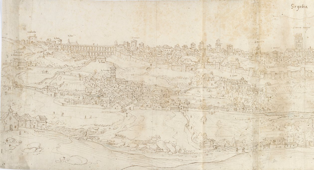 从东方看塞戈维亚的全景，约1560-1570年 作者 安东尼·范·登·温加德