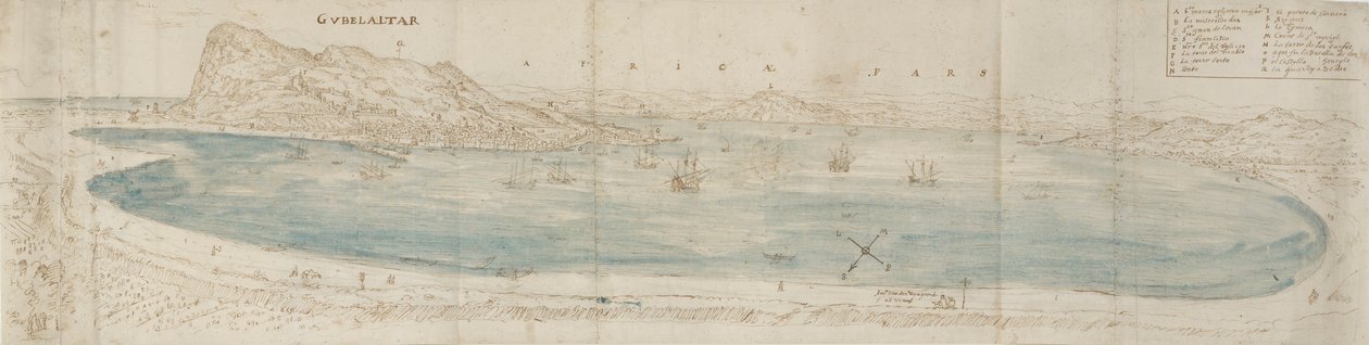 直布罗陀湾的全景图，约1567年 作者 安东尼·范·登·温加德