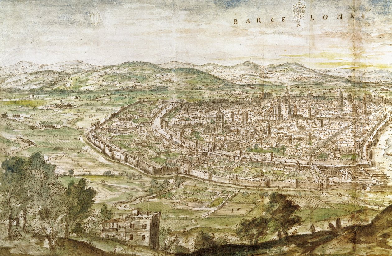 巴塞罗那，1563年的视图 作者 安东尼·范·登·温加德