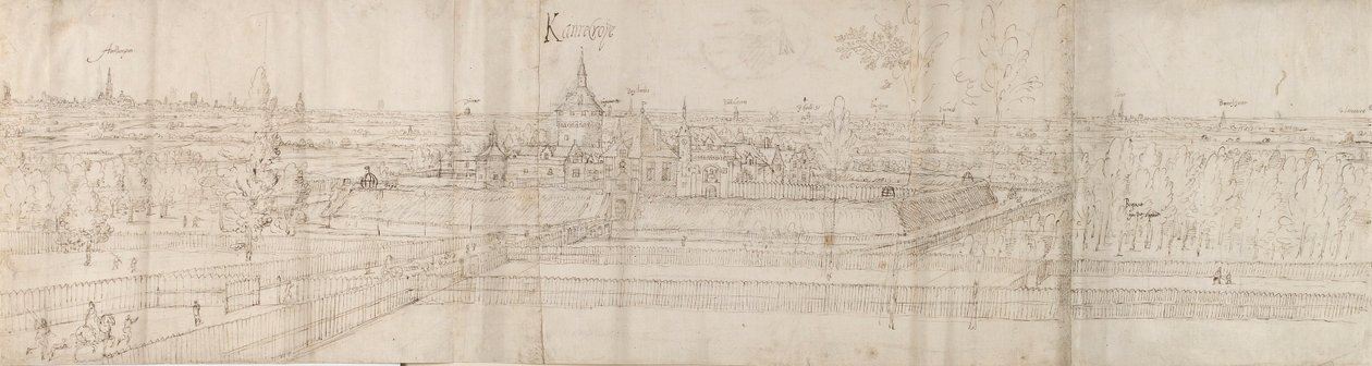 安特卫普附近的坎特克雷宫和周围的乡村景色，1557-58年 作者 安东尼·范·登·温加德