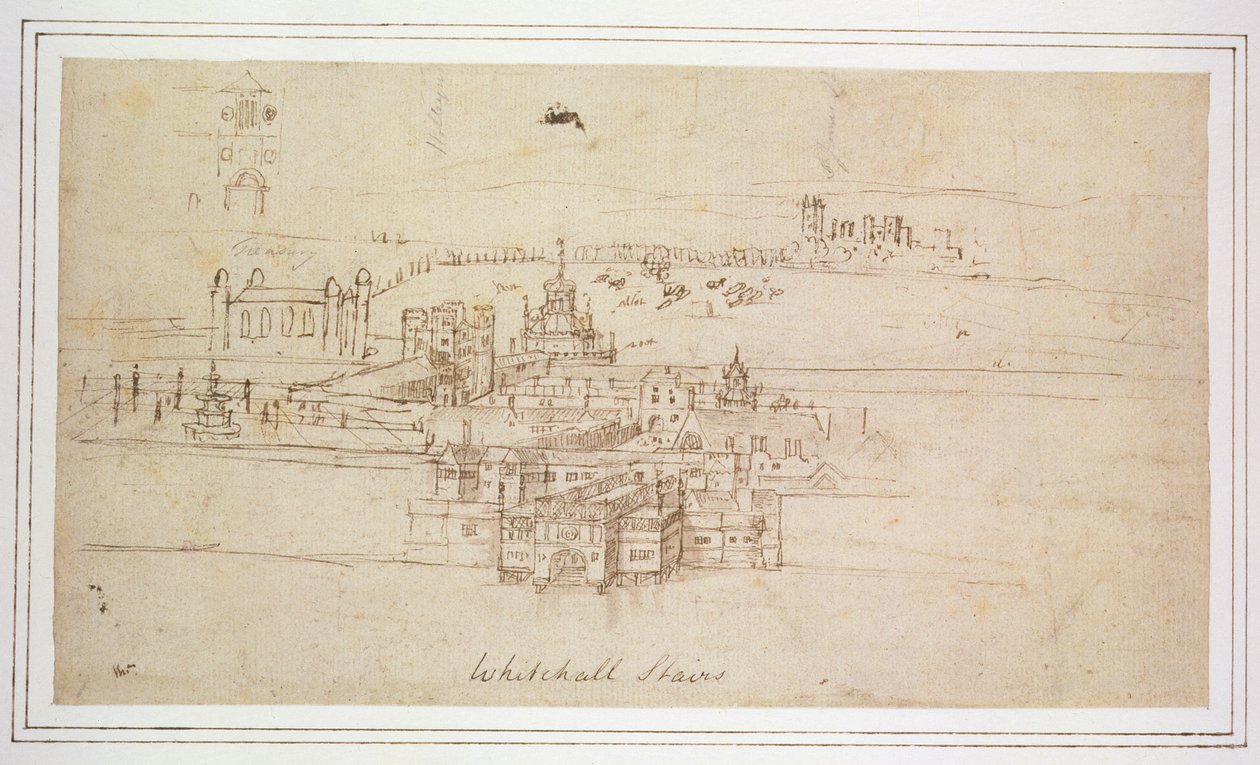 白厅楼梯，1544年（纸和笔墨水） 作者 安东尼·范·登·温加德