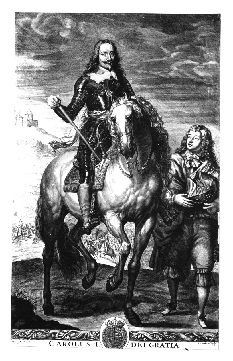 Charles I（1600-49）的马术肖像，由Pierre Lombart（1612-82）雕刻 作者 安东尼·范·戴克