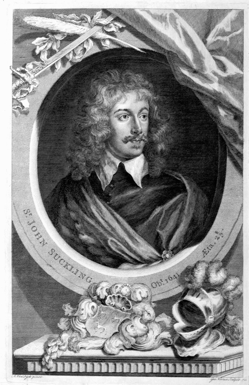 约翰·苏克林爵士，由乔治·维尔特（George Vertue）于1744年刻 作者 安东尼·范·戴克